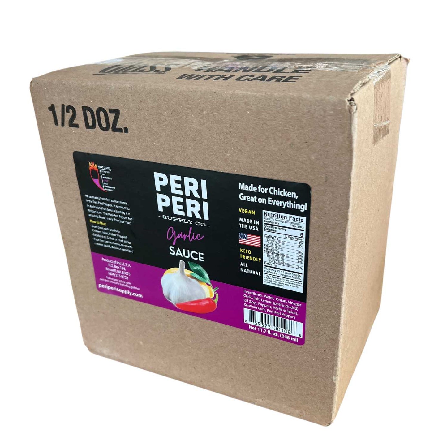 Garlic Peri Peri sauce - Medium Heat level - Vegan, Gluten Free, Sugar Free, Made in America, Keto and Paleo Friendly