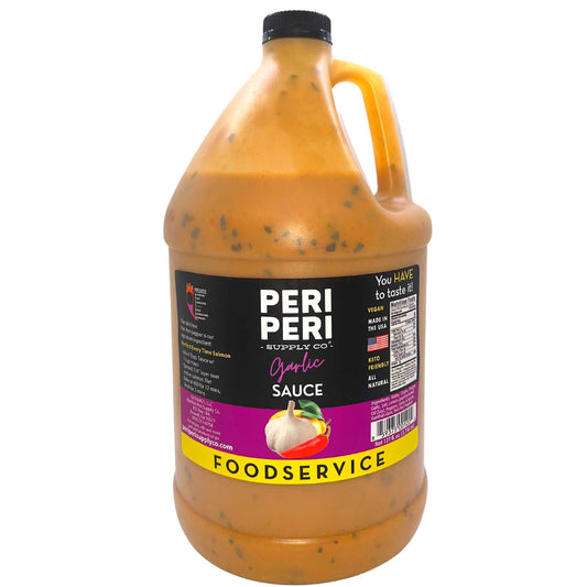 Garlic Peri Peri sauce - Medium Heat level - Wholesale 4 Gallons per case, Vegan, Gluten Free, Sugar Free, Made in America, Keto and Paleo Friendly
