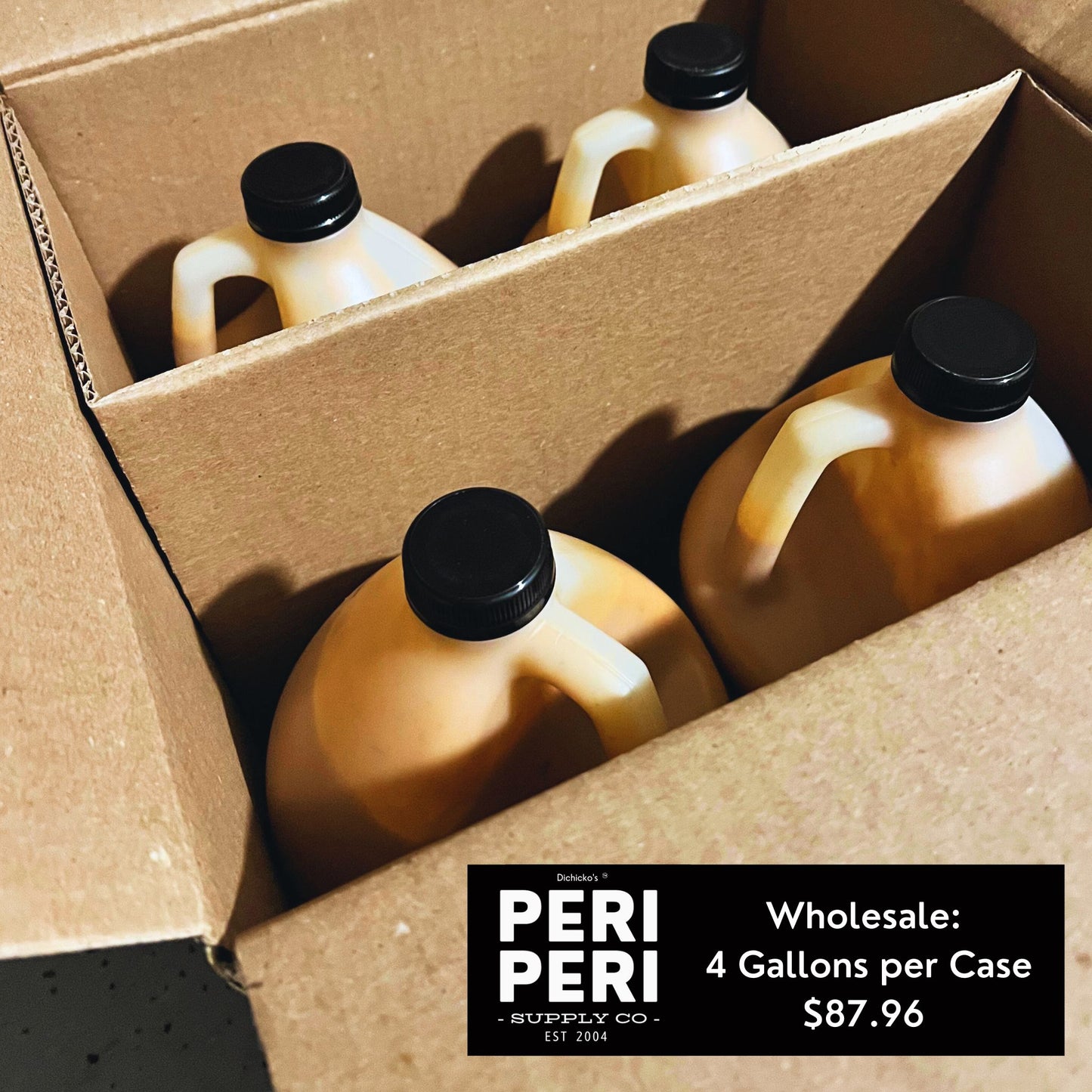 Hot Peri Peri sauce - The standard Peri Peri - Wholesale 4 Gallons per case, Vegan, Gluten Free, Sugar Free, Made in America, Keto and Paleo Friendly