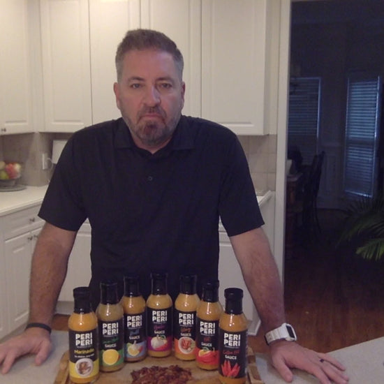 Scott Harlow explaining the Mild Peri Peri Sauce via video